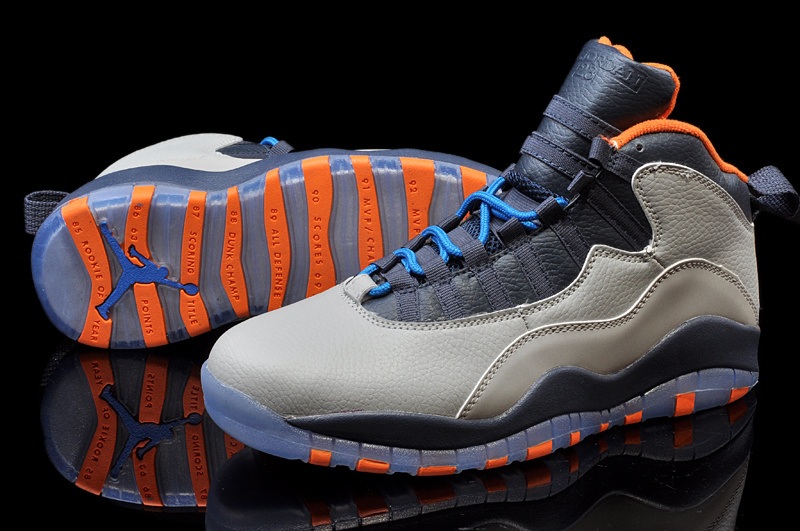 Air Jordan 10 Mens Shoes Gray/Blue/Orange Online